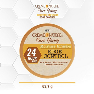 Creme of nature pure honey moisture infusion edge control 2.25oz 24 hour hold edge gel for sleek edges smooth flyaways shine moisturizing styling product