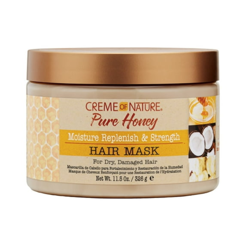 Creme of nature pure honey moisture replenish strength hair mask 326g deep conditioning treatment for dry damaged hair strengthening moisturizing repair hair care mask