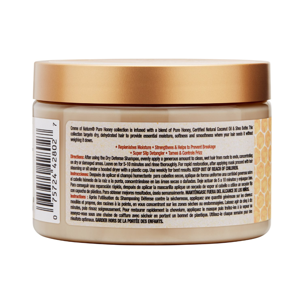 Creme of nature pure honey moisture replenish strength hair mask 326g deep conditioning treatment for dry damaged hair strengthening moisturizing repair hair care mask