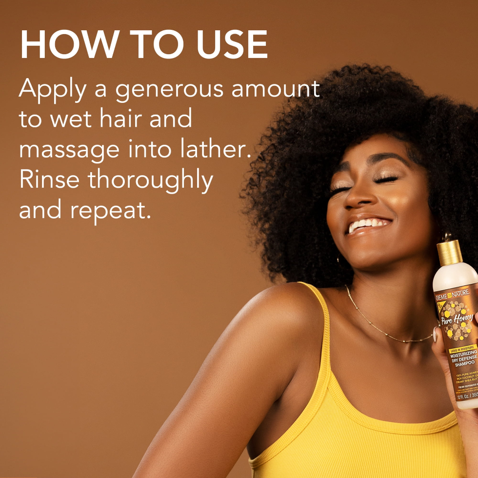 Creme of nature pure honey moisturizing dry defense shampoo 355ml hydrating shine shampoo for dry hair gentle cleansing moisturizing hair care formula