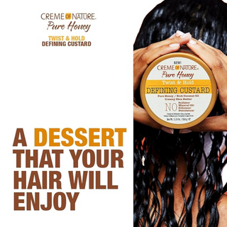 Creme of nature pure honey twist hold defining custard 11.5oz soft hold curls styling custard for natural hair curl definition frizz control and moisture rich styling formula