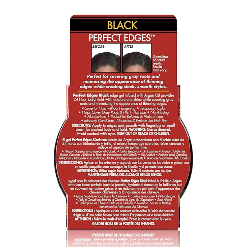 Creme of nature with argan oil perfect edges black 63.7g 24h hold edge control with shine black tinted edge gel for smooth sleek frizz controlled polished edges