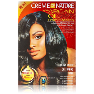 Creme of nature with argan oil from morocco no lye relaxer super formula 1 complete application hair straightening kit for coarse resistant hair with nourishing argan oil and smooth strong results