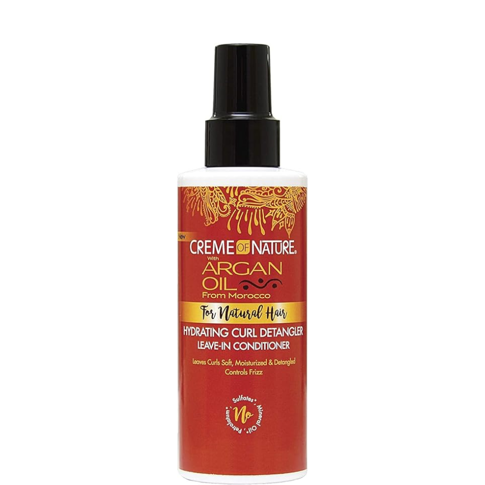 Creme of nature argan oil hydrating curl detangler leave in conditioner 150ml moisturizing detangling spray for curls frizz control soft manageable hair care product