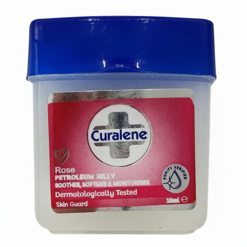 curalene rose petroleum jelly travel size moisturizing skin care soft hydrated skin 10ml