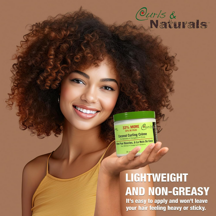 curls and naturals coconut curling creme define hydrate shine soft bouncy frizz free curls
