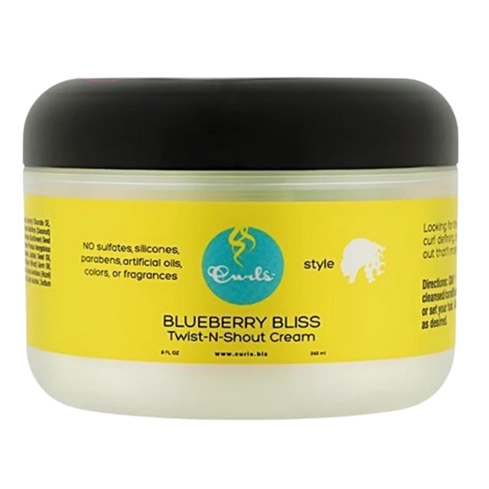 curls blueberry bliss twist n shout cream 8oz curl defining styling cream for shine moisture and frizz control