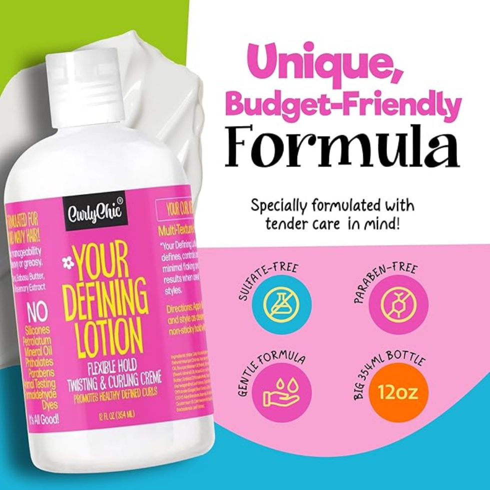 Curly chic defining lotion 356ml for curl enhancement hydration and frizz control