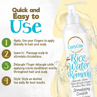 Curly chic rice water conditioner 239ml for detangling strengthening and hair growth support curls
