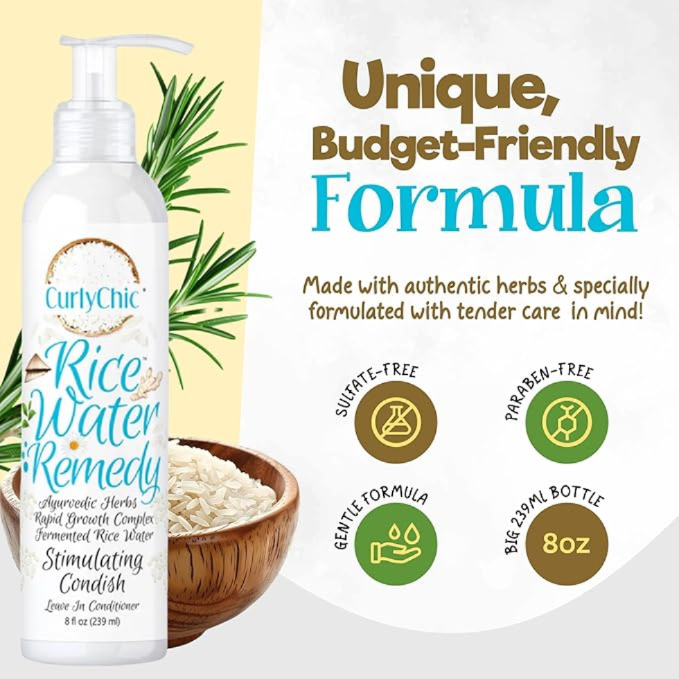 Curly chic rice water conditioner 239ml for detangling strengthening and hair growth support curls