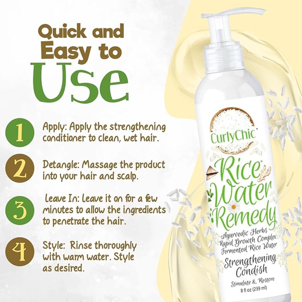 Curly chic rice water strengthening conditioner 239ml for repair protection and fortifying curly hair