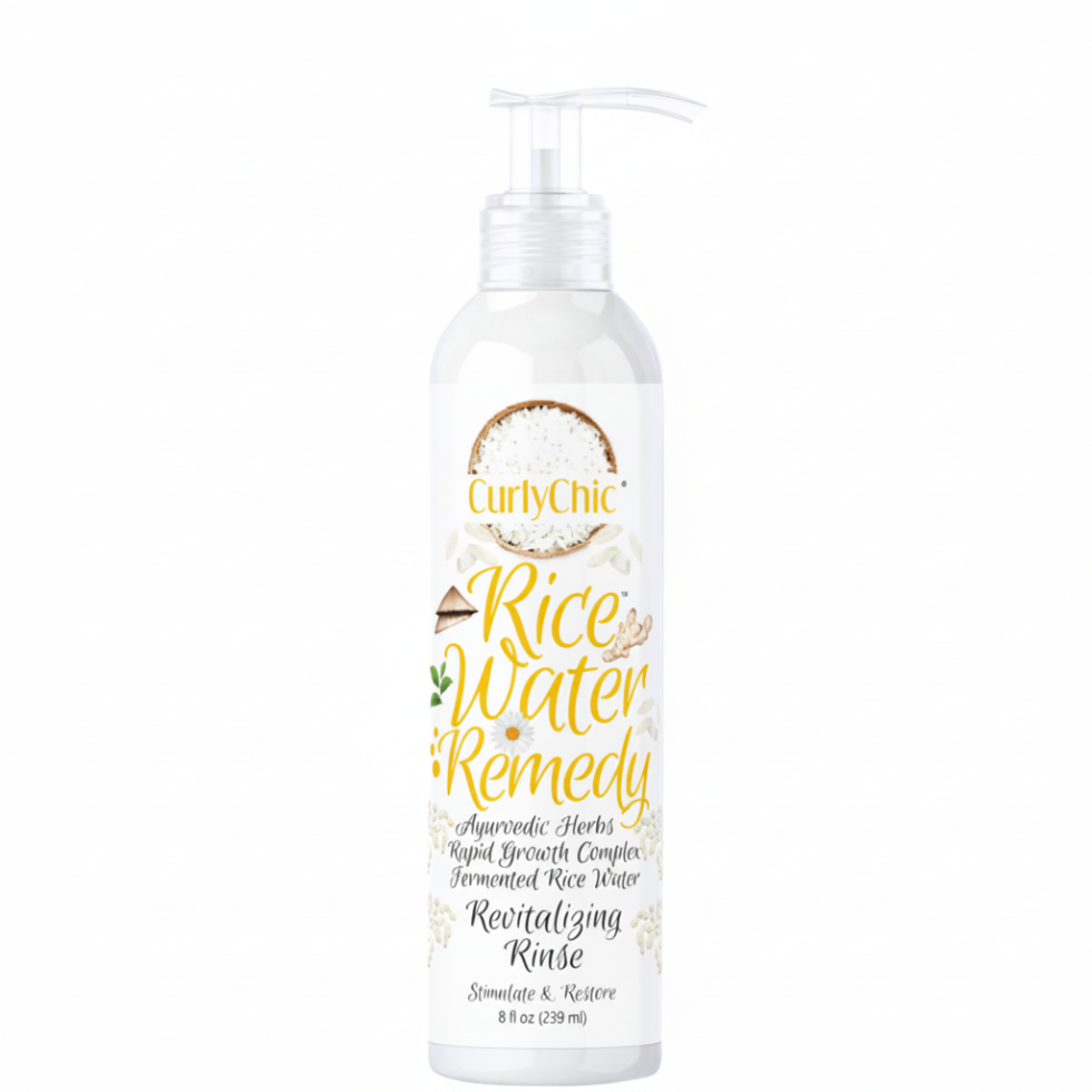 Curly chic rice water revitalizing hair rinse 239ml for strengthening shine and curl care
