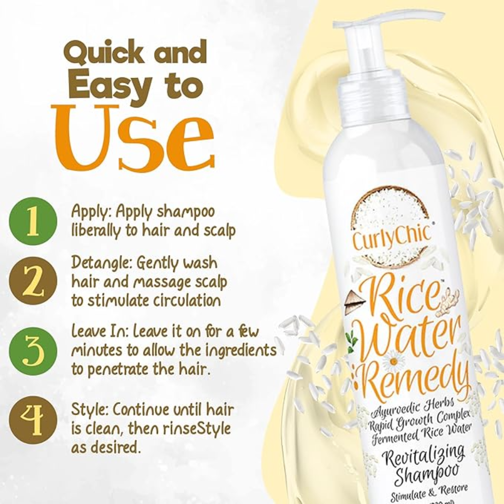 Curly chic rice water shampoo 239ml for strengthening nourishing and revitalizing curls