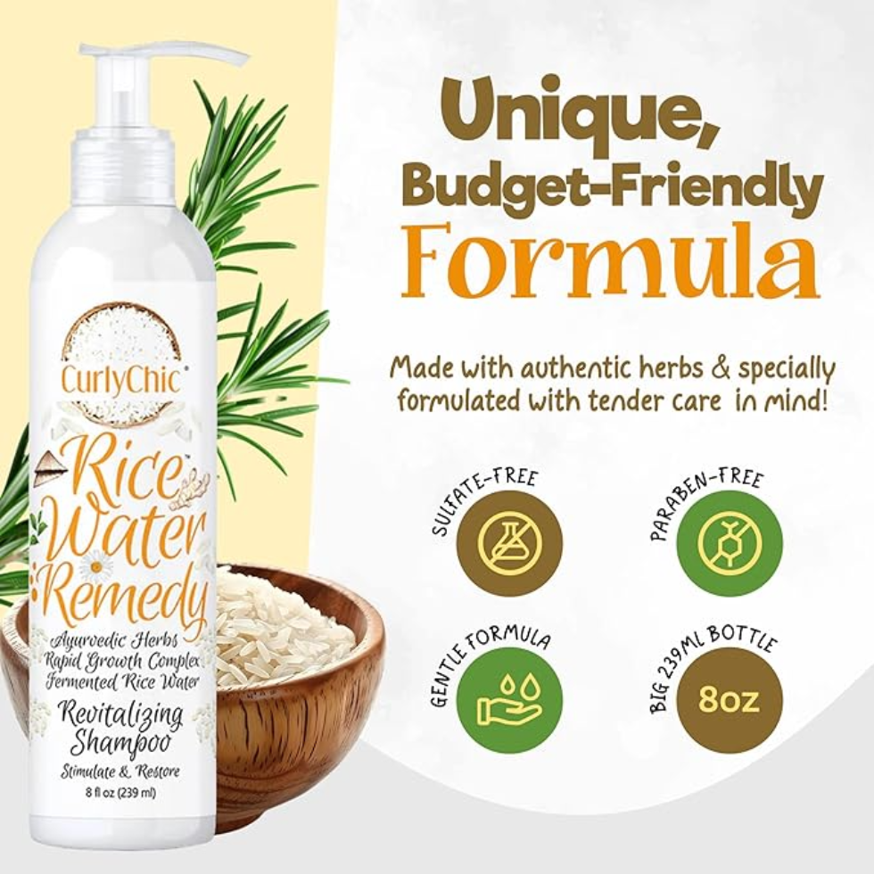 Curly chic rice water shampoo 239ml for strengthening nourishing and revitalizing curls