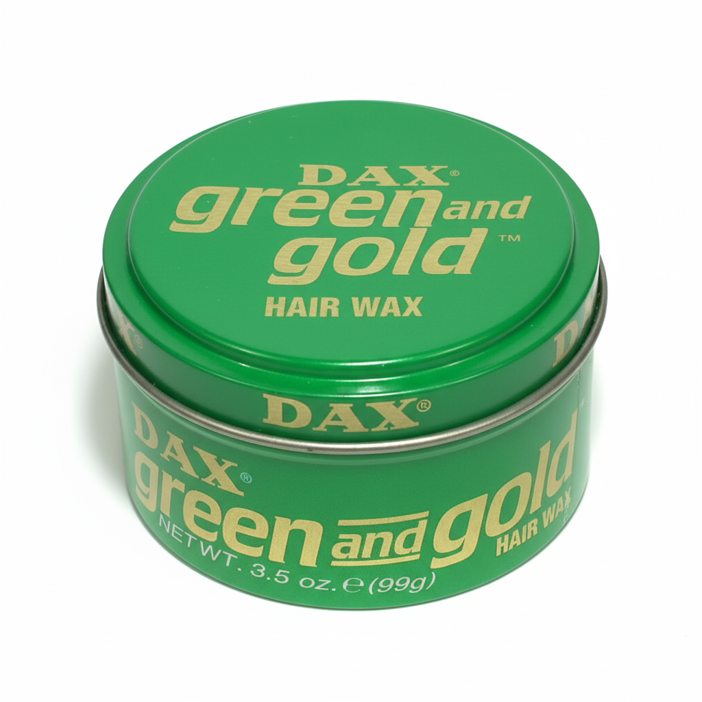 dax green and gold hair wax 3.5oz strong hold styling wax shine defined hair grooming product smooth finish