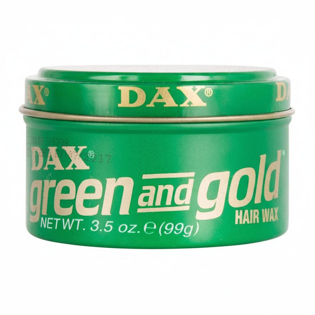dax green and gold hair wax 3.5oz strong hold styling wax shine defined hair grooming product smooth finish