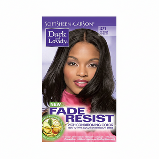 dark and lovely fade resist hair color 371 jet black conditioning permanent hair dye for rich shiny soft black hair