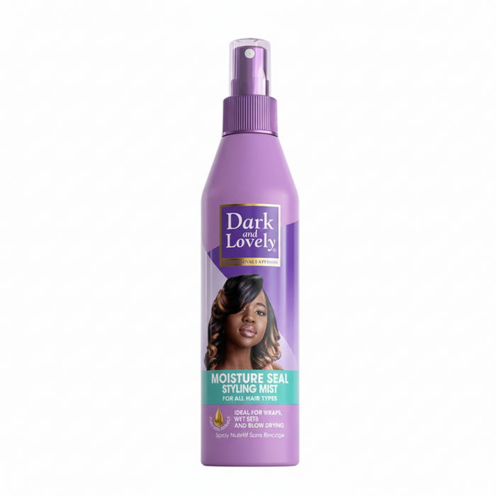 Dark and Lovely moisture seal styling mist for hydrated soft shiny frizz free hair