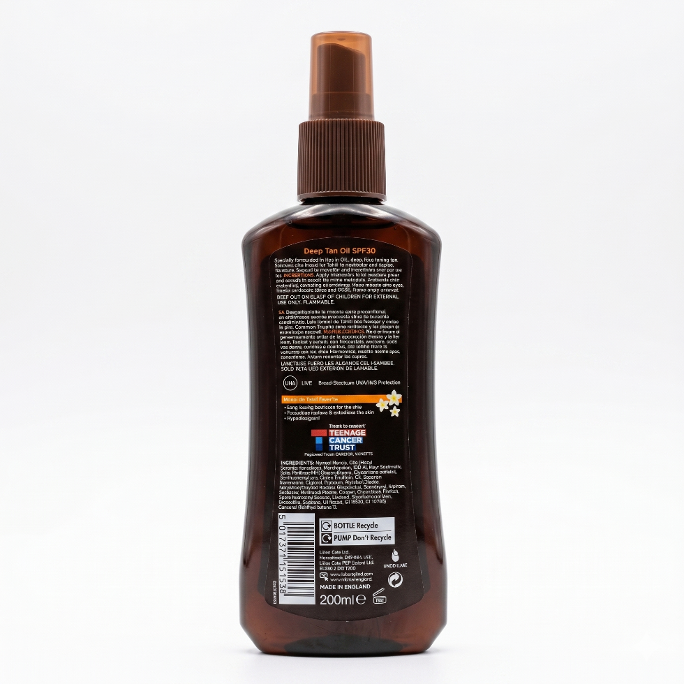 Deep Tan oil spray SPF 30 200ml for tanning, hydration and sun protection