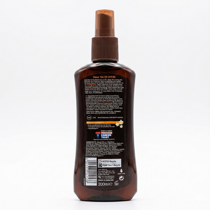 Deep Tan oil spray SPF 30 200ml for tanning, hydration and sun protection