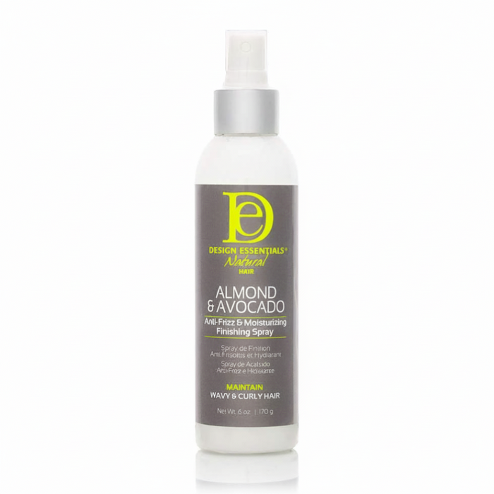 design essentials almond avocado anti frizz moisturizing finishing spray for smooth shiny hair without buildup