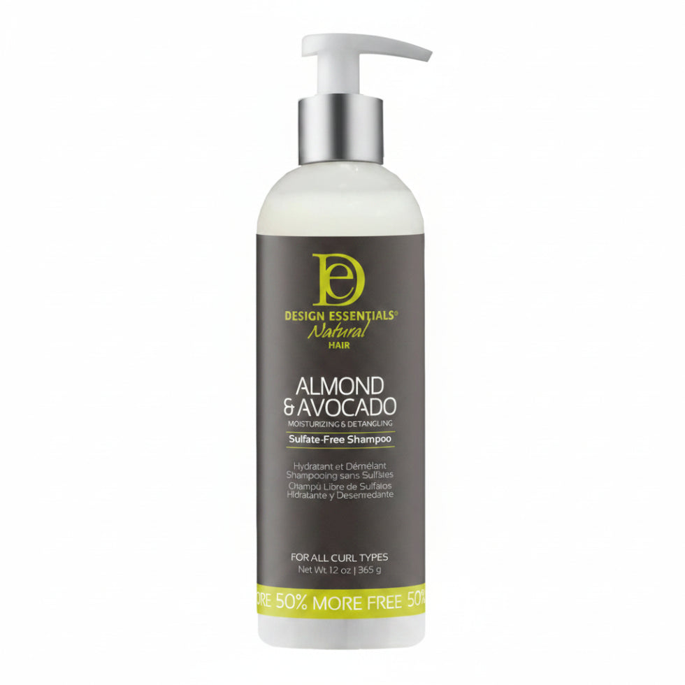 design essentials almond avocado moisturizing shampoo gentle cleanse hydrate soft smooth shiny hair