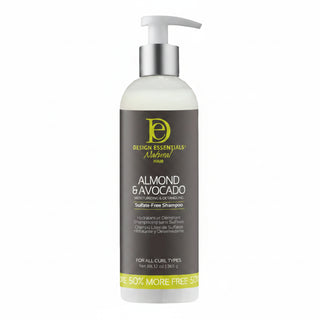 design essentials almond avocado moisturizing shampoo gentle cleanse hydrate soft smooth shiny hair