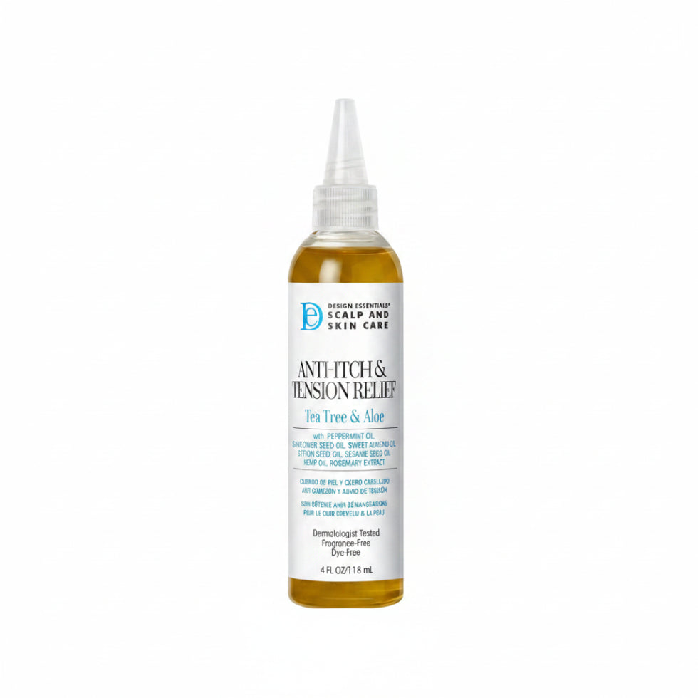 design essentials anti itch tension relief tea tree aloe for scalp skin soothing hydration cooling non greasy formula