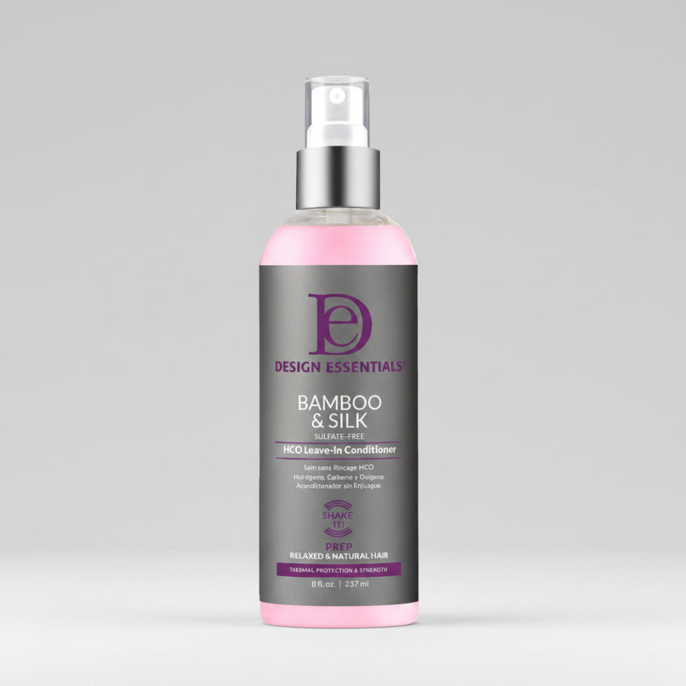 design essentials bamboo silk hco leave in conditioner for strong hydrated smooth frizz free shiny manageable hair