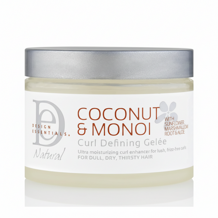 design essentials coconut monoi curl defining gelee for frizz free soft defined shiny curls