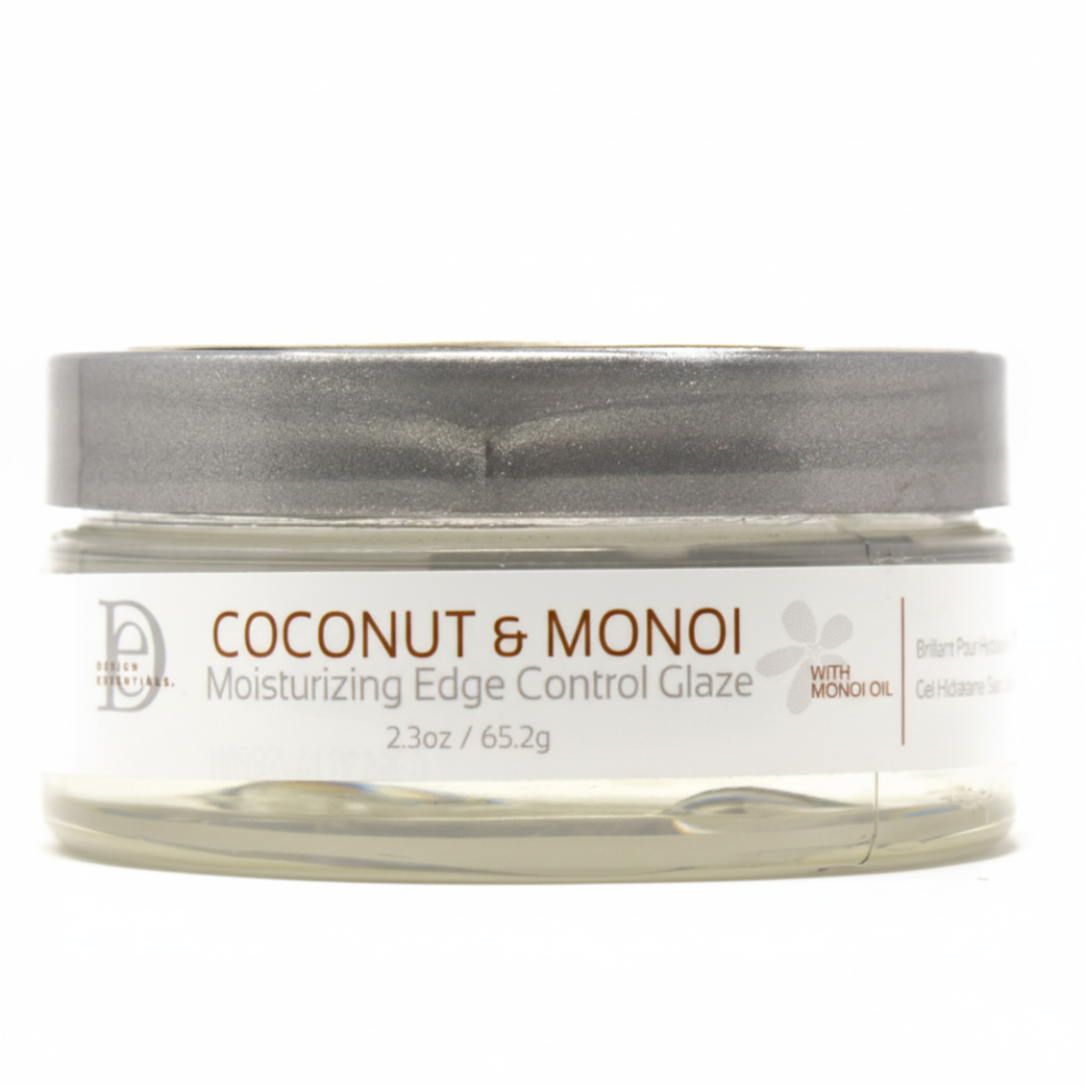 design essentials coconut monoi edge control glaze for sleek edges long lasting hold smooth shiny frizz free finish