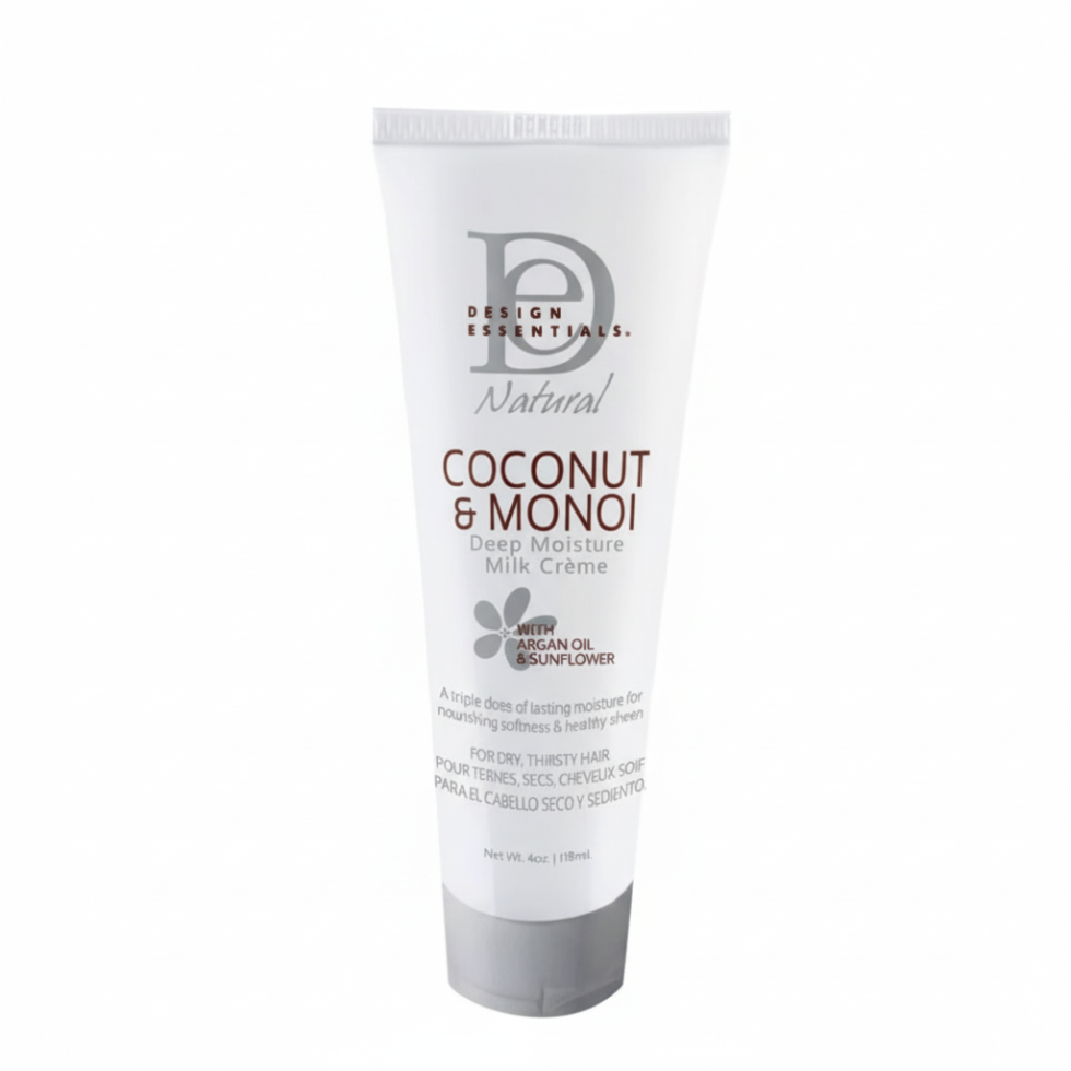 design essentials coconut monoi deep moisture milk creme for hydrated soft smooth frizz free curls