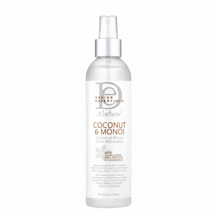 design essentials coconut water curl refresher for hydrating defining soft frizz free bouncy curls