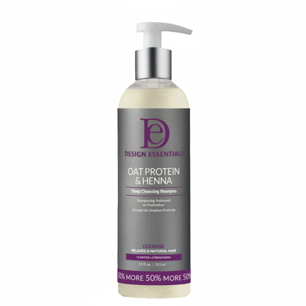 design essentials oat protein henna deep cleansing shampoo for volume strength clean soft healthy hair
