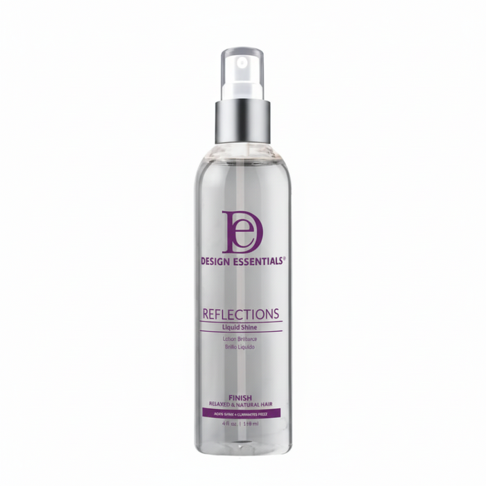 design essentials reflections liquid shine spray for heat protection glossy smooth frizz free shiny hair