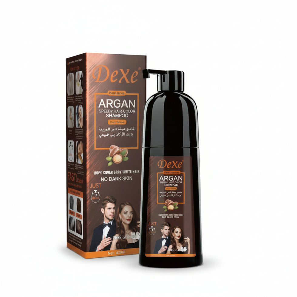 dexe argan speedy hair color shampoo dark brown 420ml gray coverage natural brown hair color argan oil care