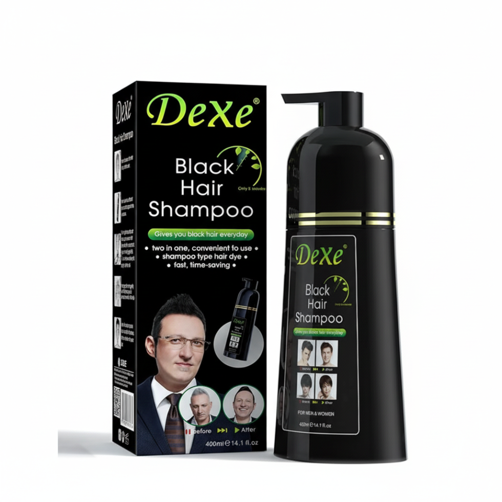 dexe black hair shampoo 400ml instant gray coverage natural black hair color shampoo