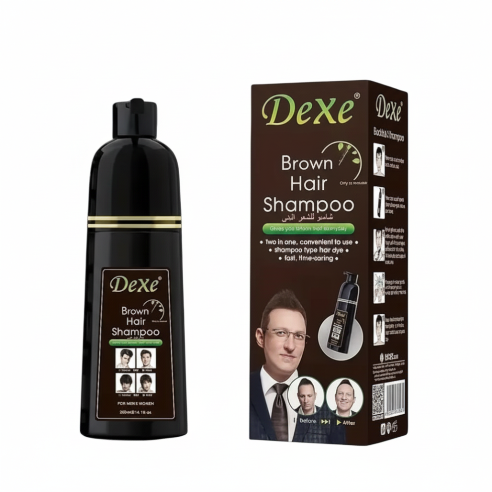 dexe brown hair shampoo 400ml permanent hair color for gray coverage natural brown tone