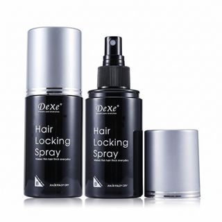 Dexe hair building fibers set 22g with locking spray 100ml instant hair thickening bald spot coverage