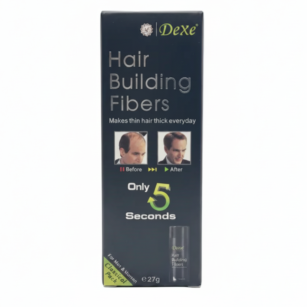 Dexe black hair building fiber 27g classic pack instant hair thickening bald spot coverage natural black look