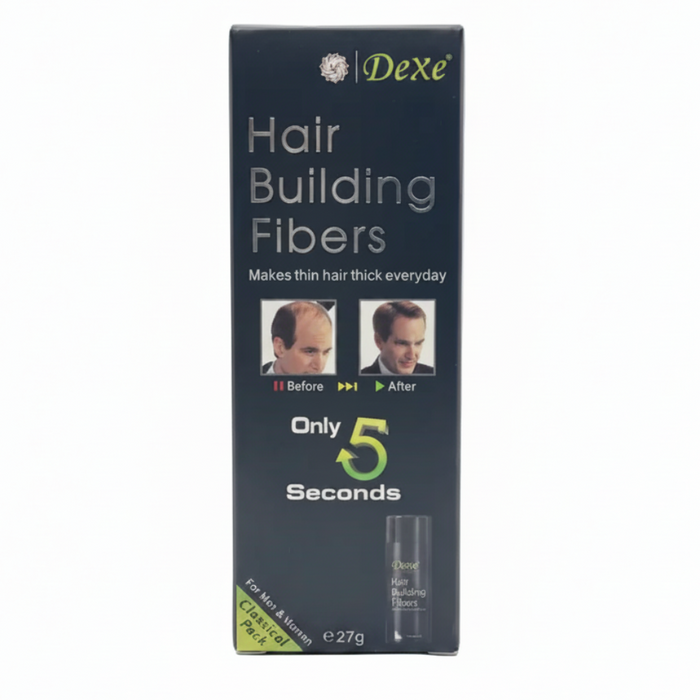 Dexe Black Hair Building Fibers 27g Classic Pack | Instant Thicker Hair Coverage