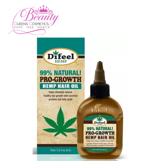 Difeel 99% Natural Pro-Growth Hemp Hair Oil 2.5oz | Stimulates Hair Growth & Moisturizes Hair