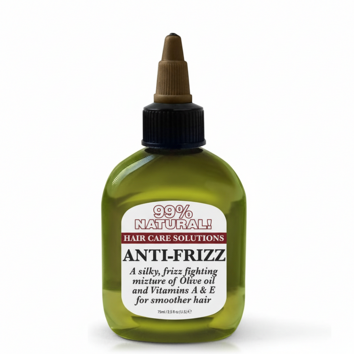 Difeel anti frizz hair oil olive oil vitamins A and E smooths frizz and nourishes hair for shine and control
