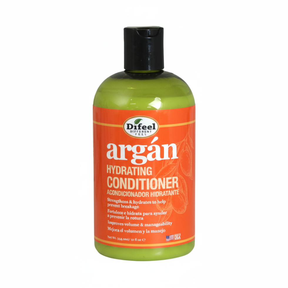 Difeel argan hydrating conditioner 12oz sulfate free argan oil care for dry frizzy hair smooth and soft hair treatment