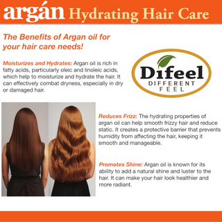Difeel argan hydrating conditioner 12oz sulfate free argan oil care for dry frizzy hair smooth and soft hair treatment