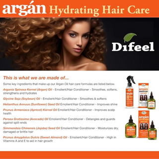 Difeel argan hydrating premium hair oil 8oz repair and shine dry frizzy hair nourishing care oil