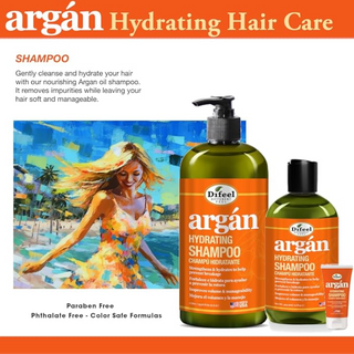 Difeel argan hydrating shampoo 12oz paraben free argan oil care for dry frizzy hair nourishment