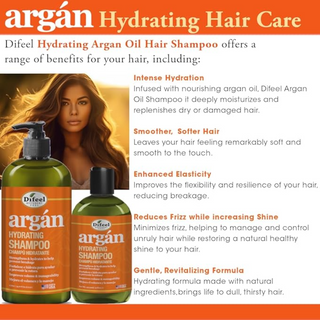 Difeel argan hydrating shampoo 12oz paraben free argan oil care for dry frizzy hair nourishment