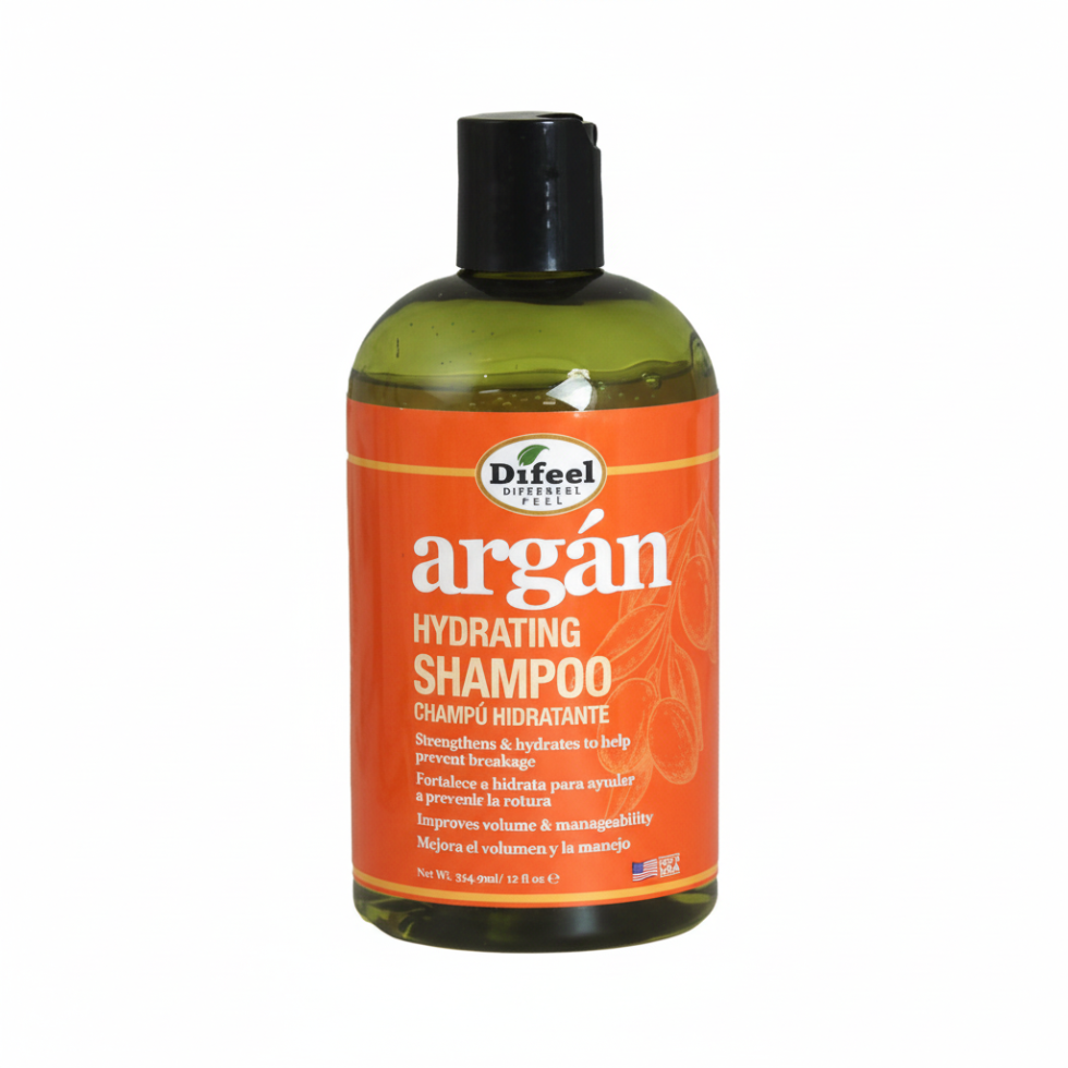 Difeel argan hydrating shampoo 12oz paraben free argan oil care for dry frizzy hair nourishment