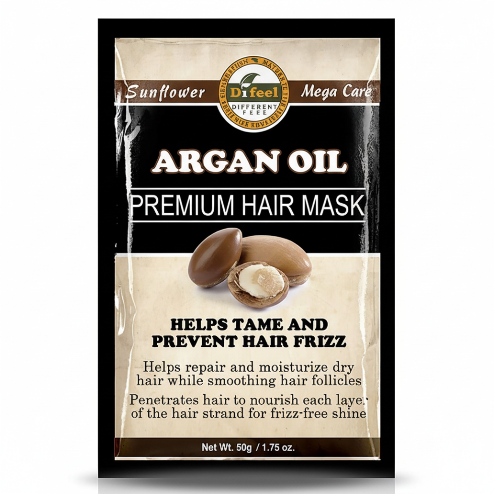 Difeel argan oil premium hair mask 1.75 oz helps tame and prevent hair frizz deep nourishing smoothing hair treatment